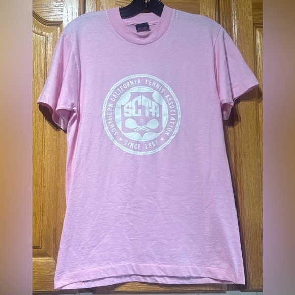Vintage 90’s Southern California Tennis Association Single Stitch T-Shirt Pink M - Picture 1 of 7